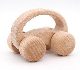 sensory wood car toy in wood color