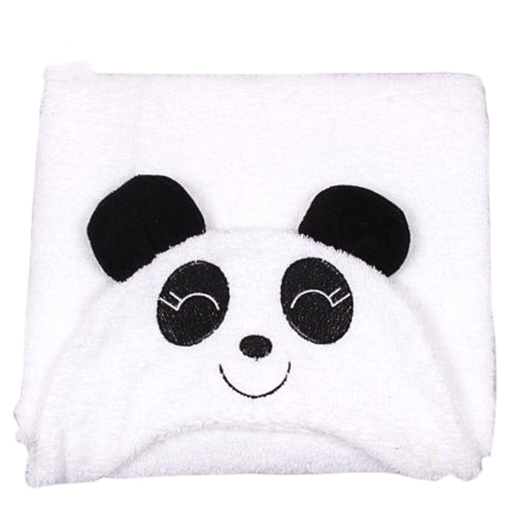 Close-up of bamboo baby blanket with panda bear features