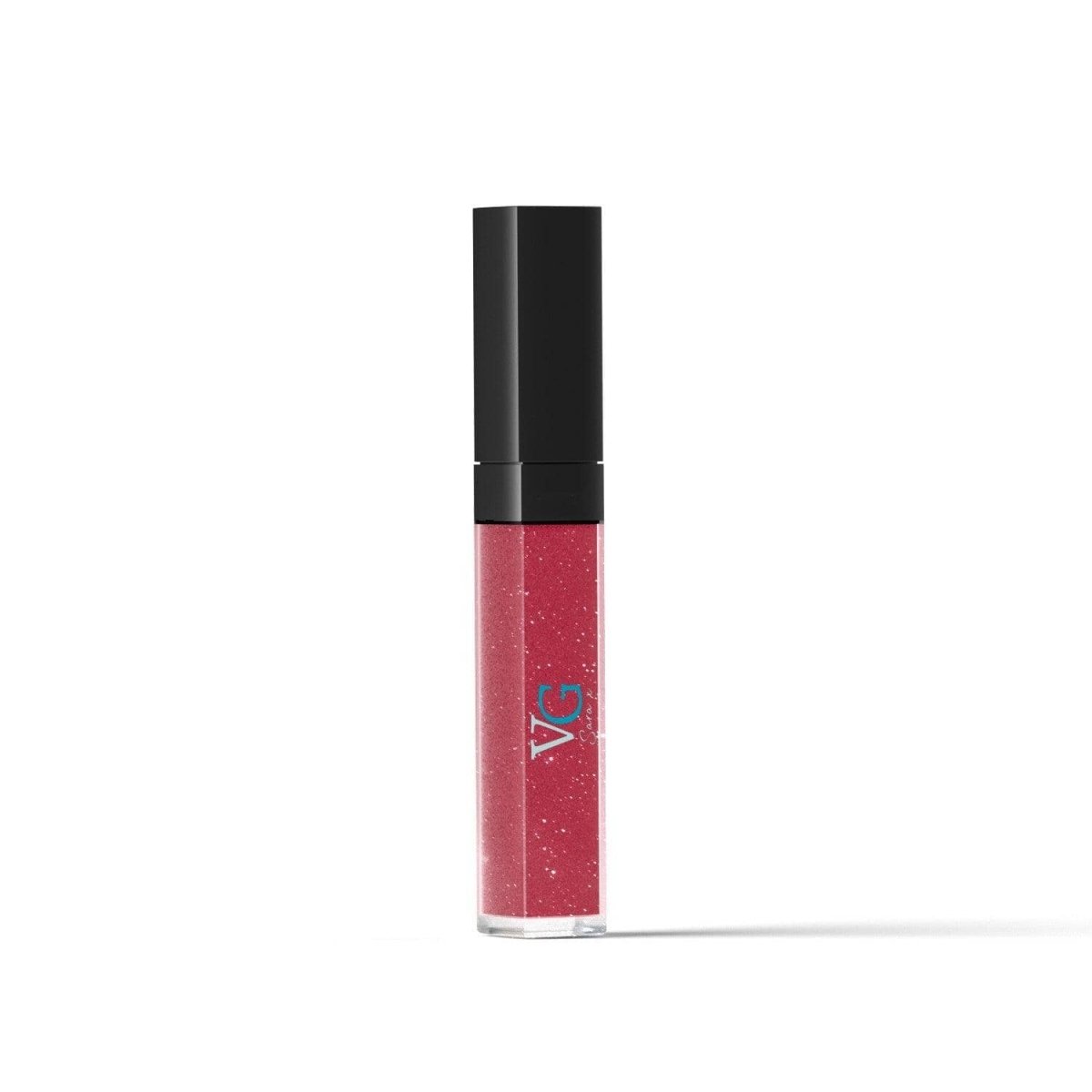 Vegan red lip gloss with a black cap, cruelty-free