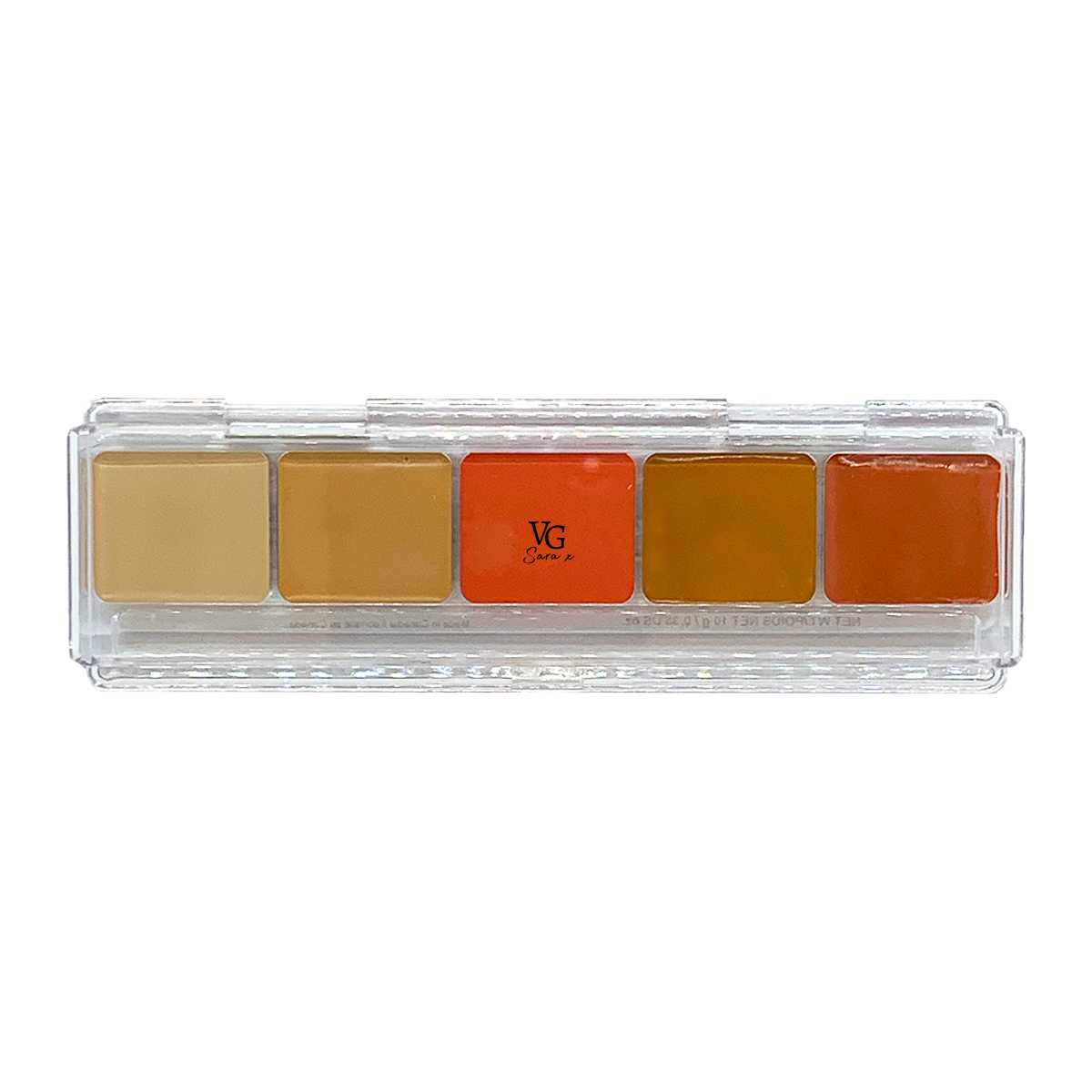 vegan concealer selection in shades of orange, yellow, and brown