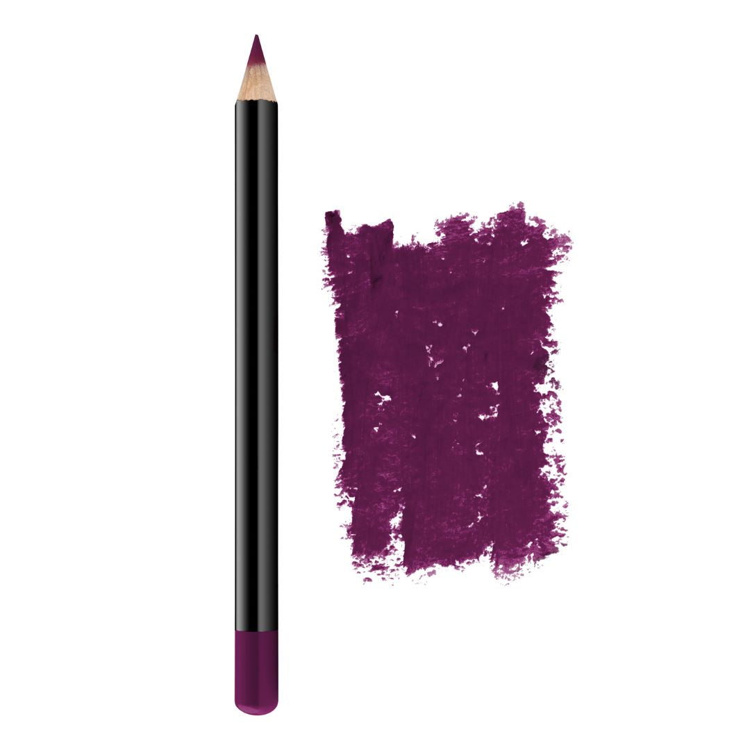 Canadian-made lip pencil with a purple tone on a pristine white background