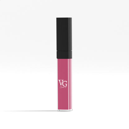 Eco-friendly pink vegan lip gloss with VG emblem