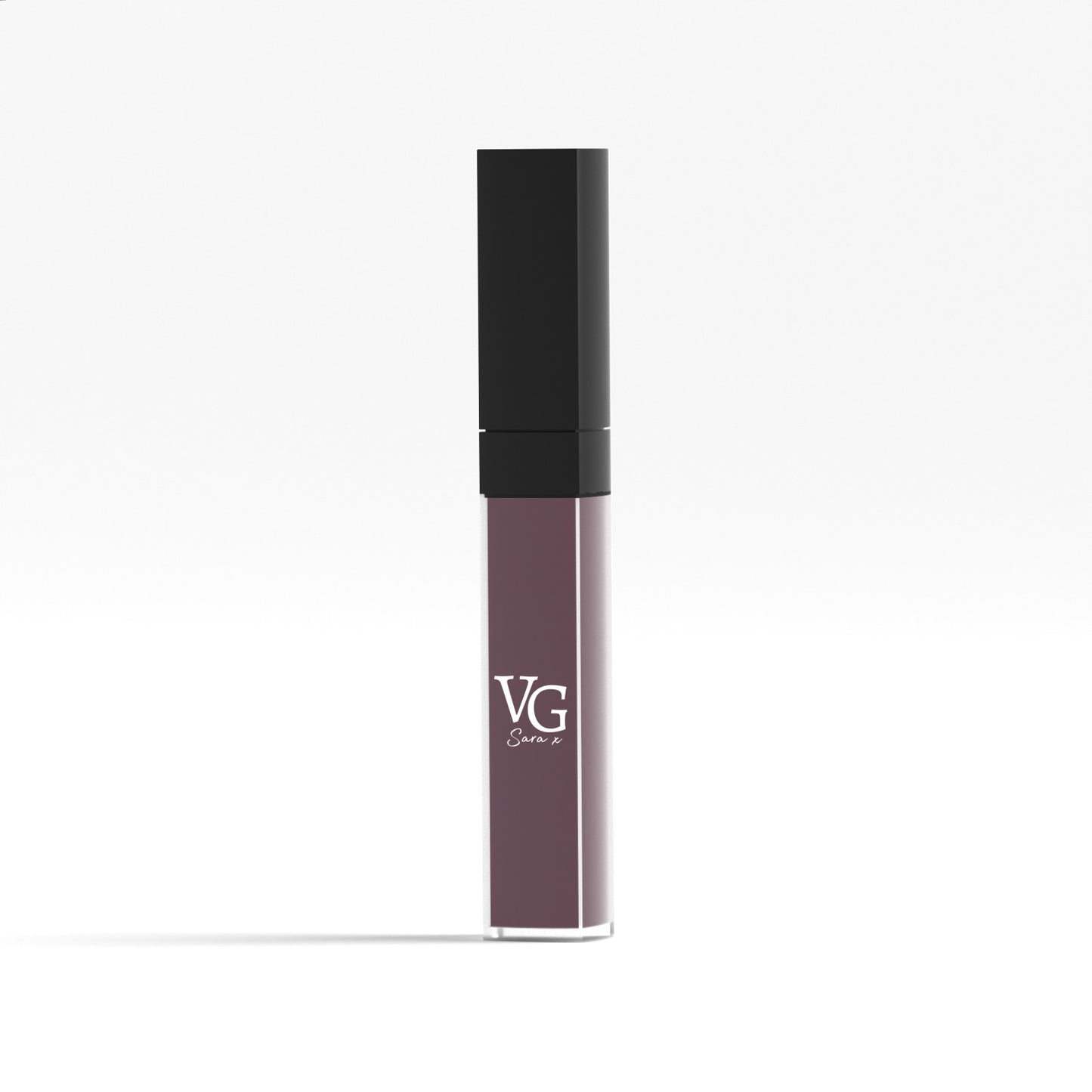 A vegan liquid lipstick in a deep purple shade
