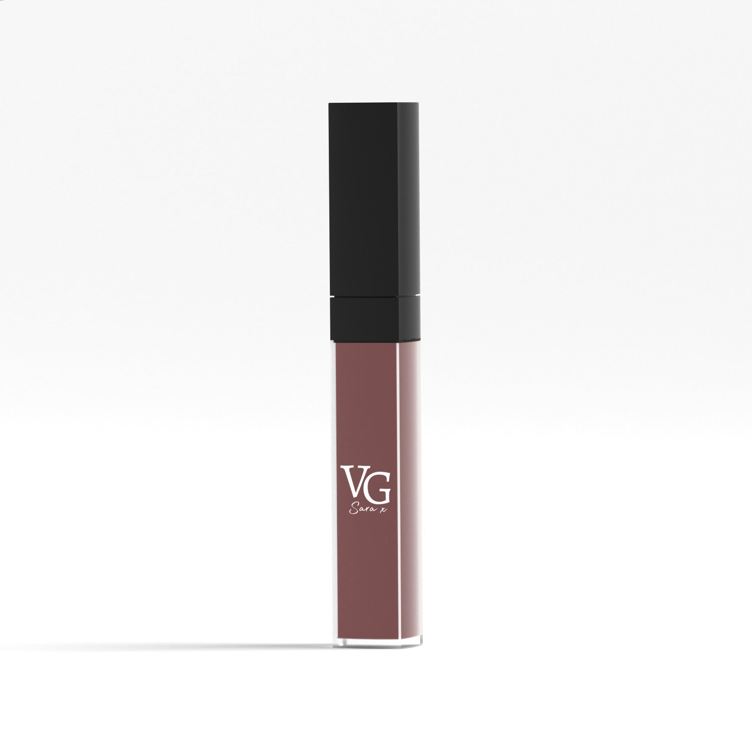 VG-branded vegan liquid lipstick in a light taupe hue