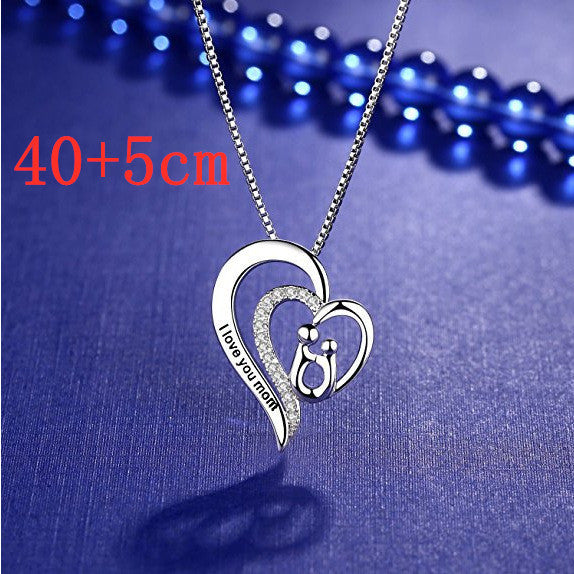 Measures of a chain with 1 silver heart for mother love