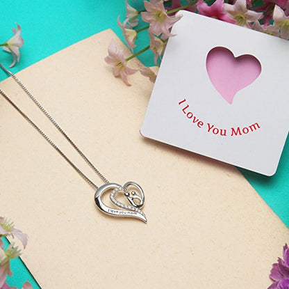 Elegant silver pendant necklace to express love to MOM