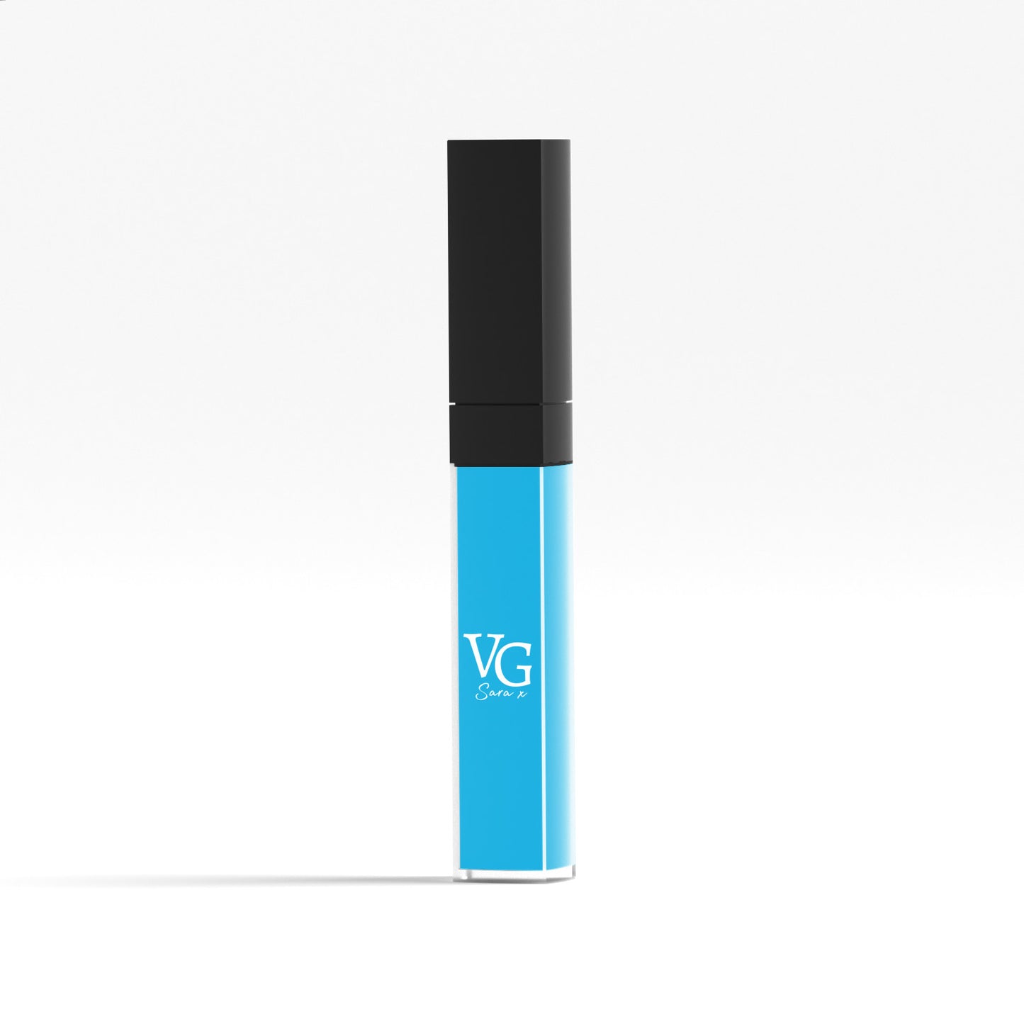 Vegan blue liquid lipstick with brand marking