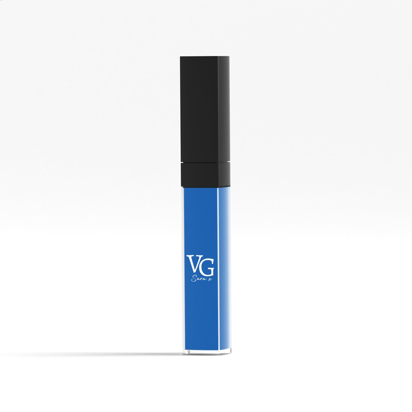VG vegan liquid lipstick with a vibrant blue color