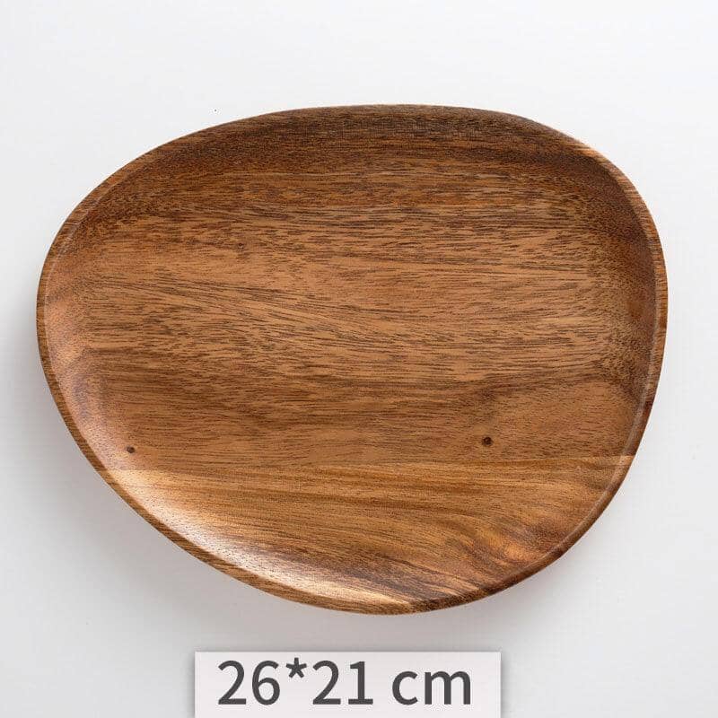 An acacia wood with oval shape with its dimensions of 26*21cm
