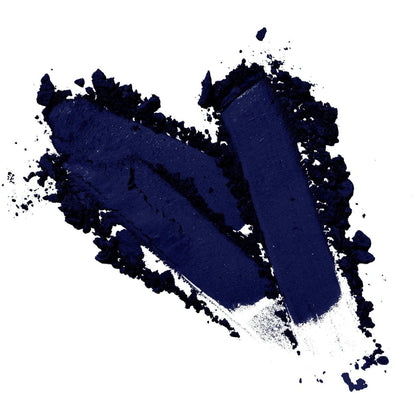 Deep blue vegan matte eyeshadow presented on a white background