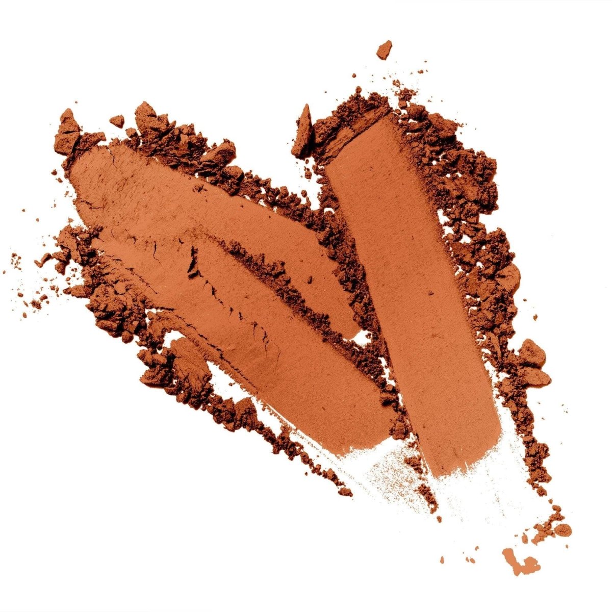 A heart-shaped swatch of earthy brown cruelty-free eyeshadow on a white background