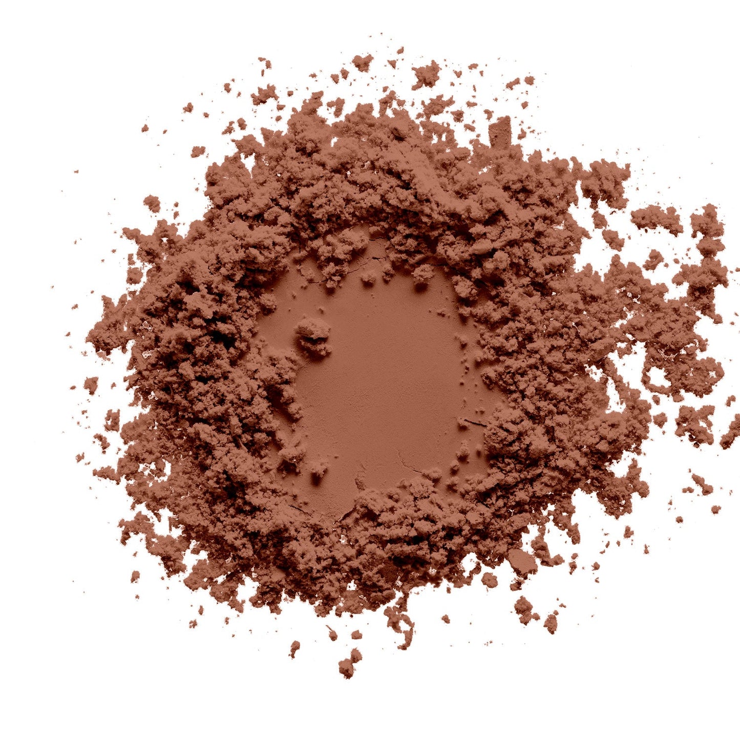 a swatch of desert brown tone of a vegan high quality pigmented talc free blush on a white canvas
