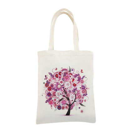 Flowering tree design on a sustainable tote bag for diamond painting