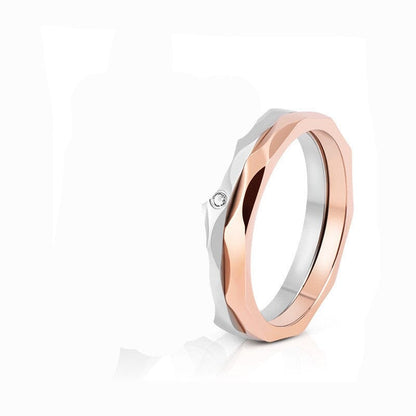 Eco-friendly titanium steel couple rings with a rose gold finish