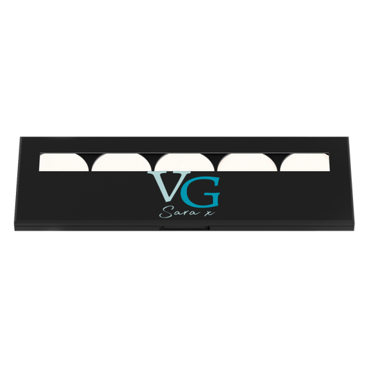 A five eyeshadow refill palette with branded logo VG sara x