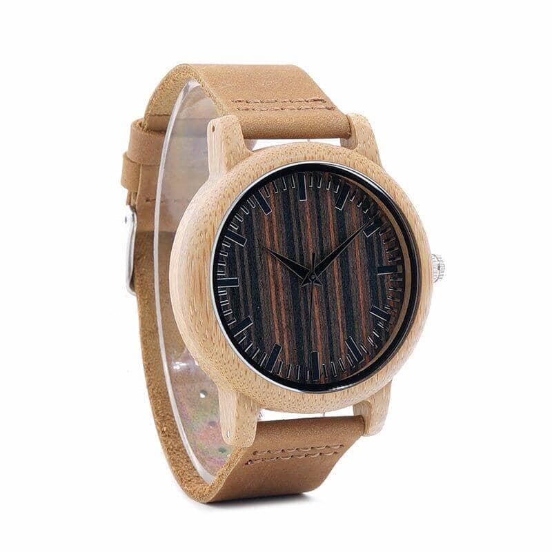 bamboo wooden watch on a white background