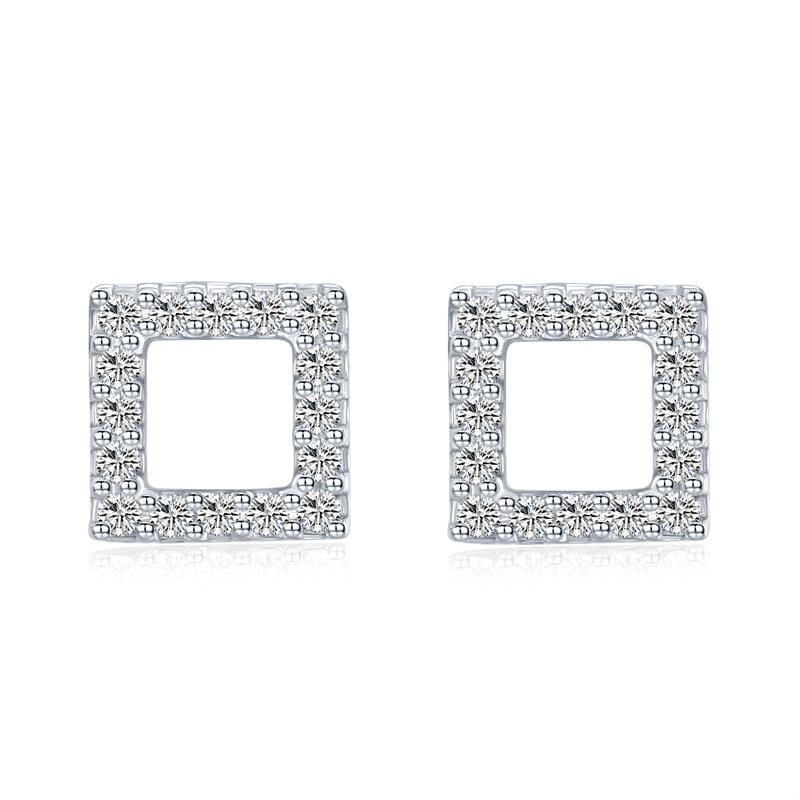 Elegant pair of silver earrings on a white canvas