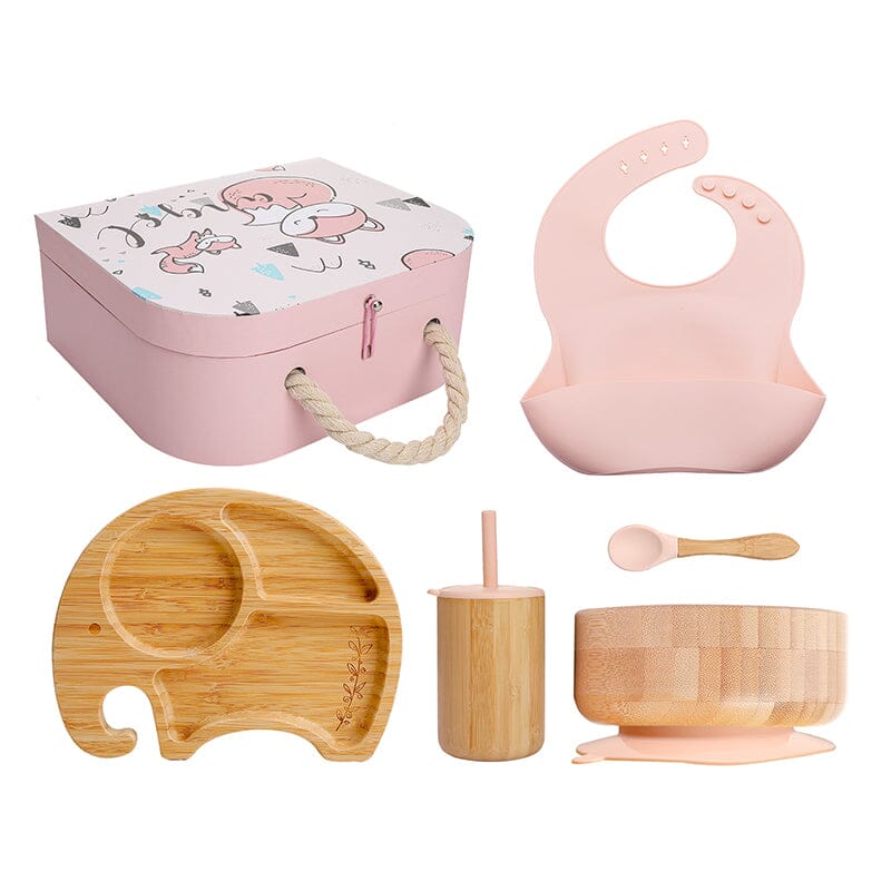 sustainable dinner gift set for children pink color