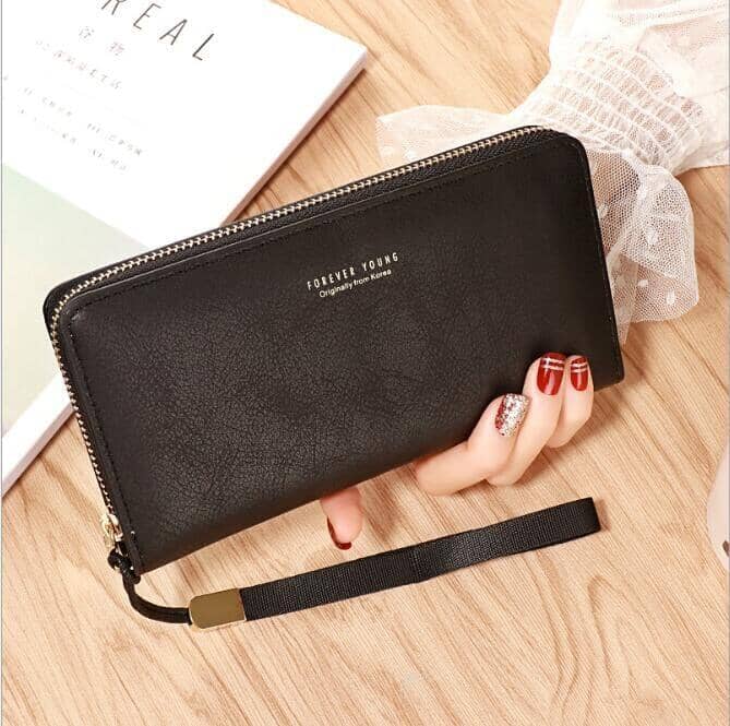 perfect gift for women vegan leather hand-wallet black color