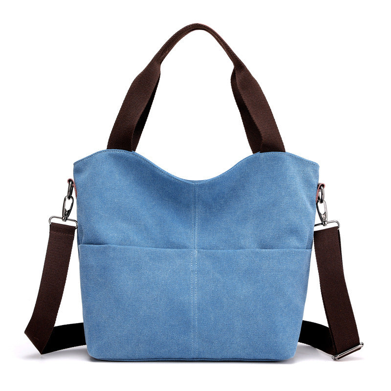 Fashion blue canvas tote handbag eco-gift