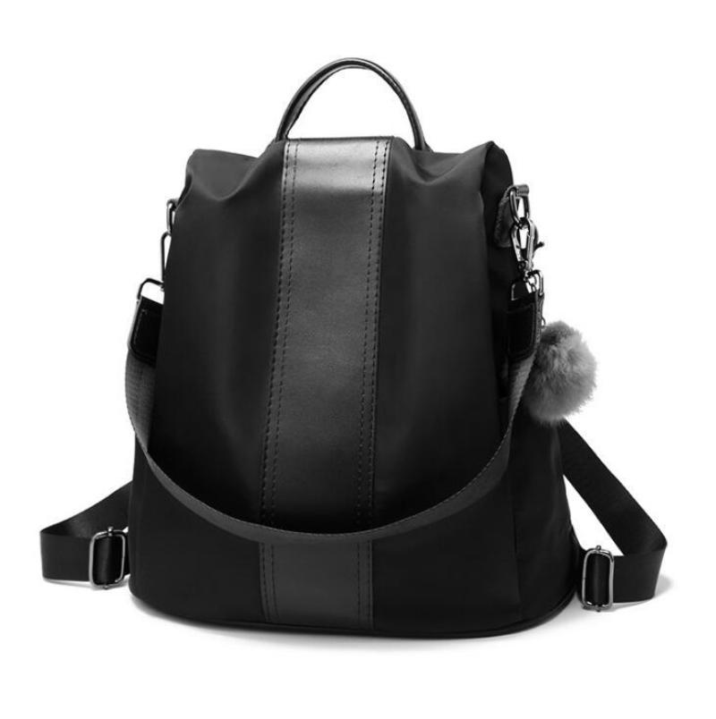 Elegante black Oxford backpack in a white canvas