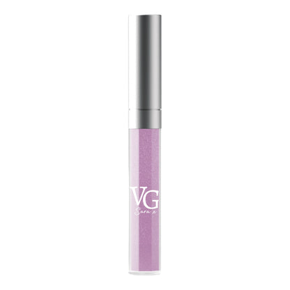Violet shade of Galactic Lip Gloss with Cosmic Glow on a white base