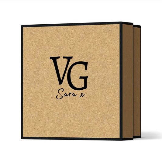 Brown packaging of VG Beauty Kit with VG logo