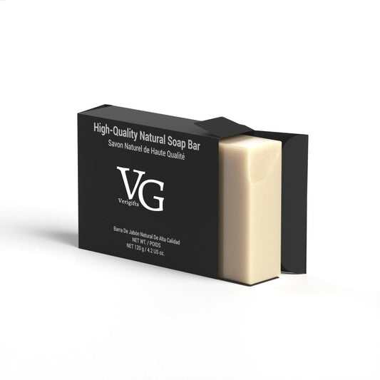 black box of natural turmeric soap with logo VG