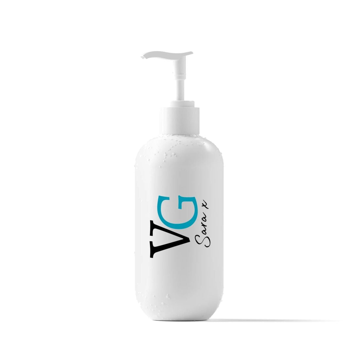 white bottle of hand and body lotion with a logo