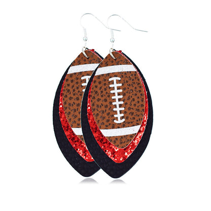 red and black rugby pair of earrings