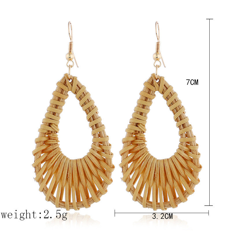 mesures of durable rattan drop earrings