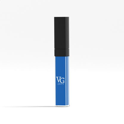 VG vegan liquid lipstick with a vibrant blue color