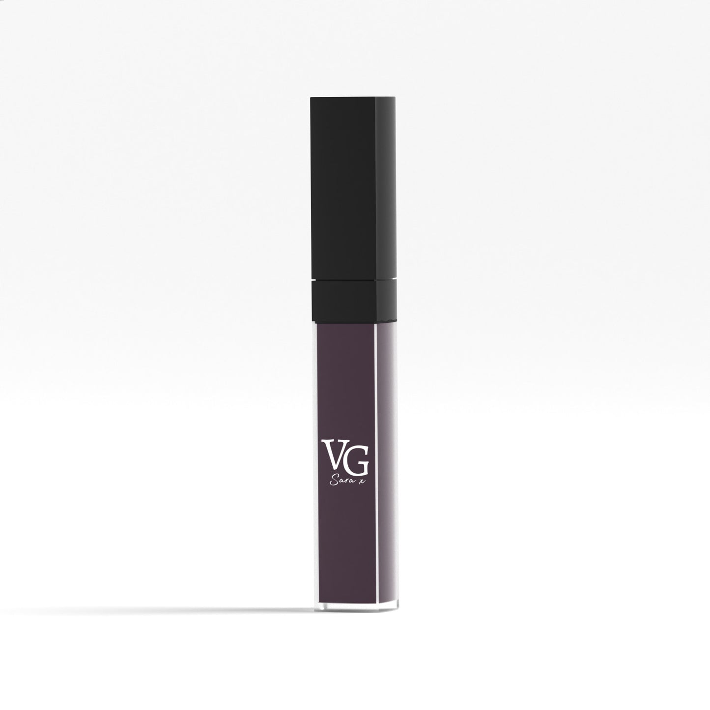 Vegan purple liquid lipstick isolated on a white backdrop