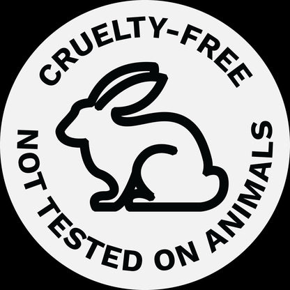 A label on the Vitamin-E Lip Balm packaging indicating it is cruelty-free and not tested on animals