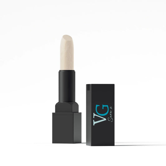 The Vitamin-E Lip Balm in its black box with a white cap, showcasing the product design