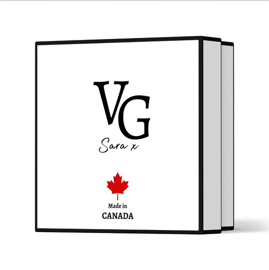 white holidays beauty boxe with logo with a red leaf and text of made in Canada