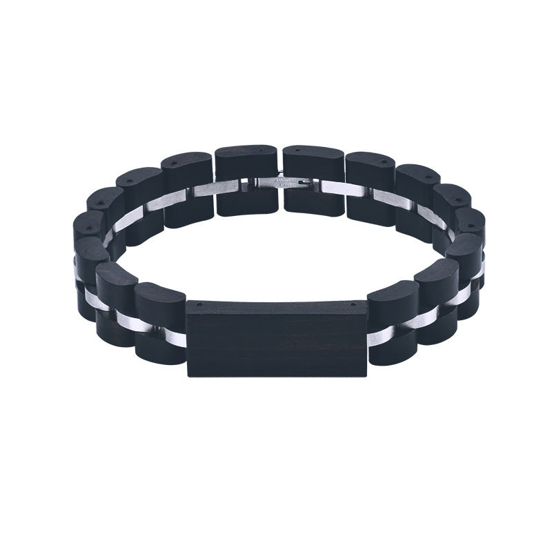 Elegant black wood ebony bracelte on a white canvas