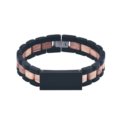 Natural wood and black wood ebony bracelet on a white canvas