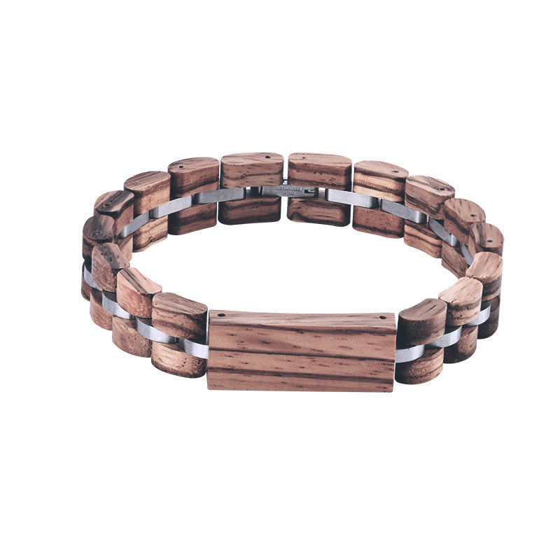 Natural wood ebony bracelet on a white background