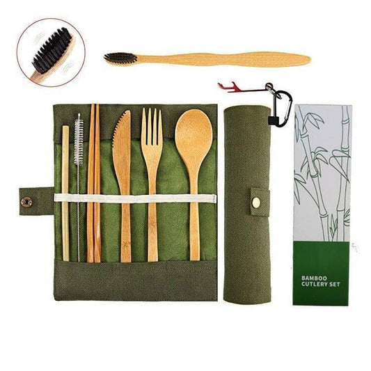 11pcs included in the bamboo tableware gift box, highlighting the tooth  and packing box