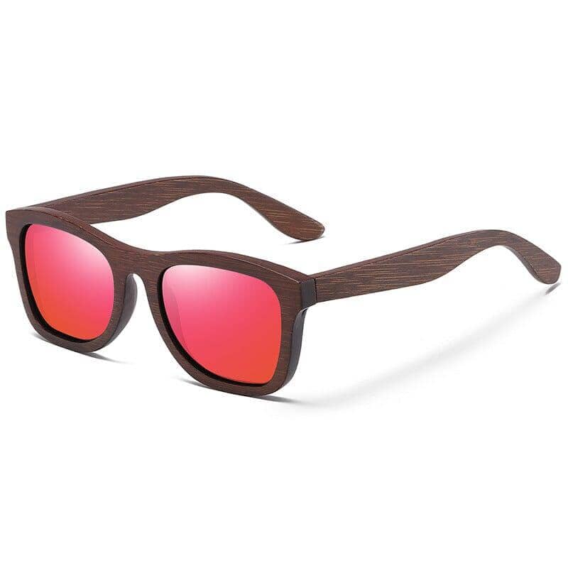 Bamboo Retro Sunglasses with polarized red tinted lenses