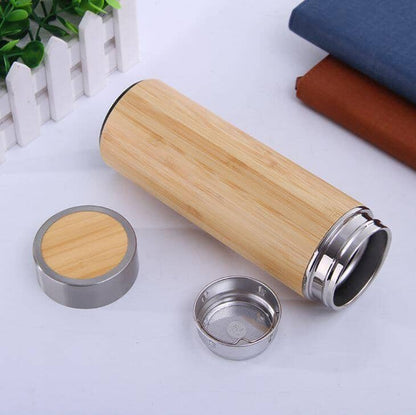 Bamboo stainless steel cup with secure lid