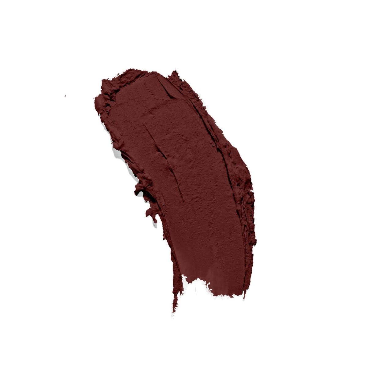 Deep brown purple matte lipstick, free from animal testing, on white