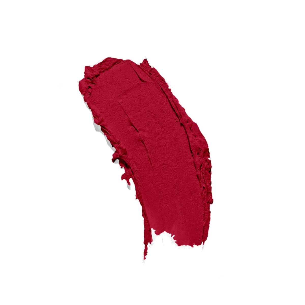 Matte red cruelty-free lipstick on a pristine white backdrop