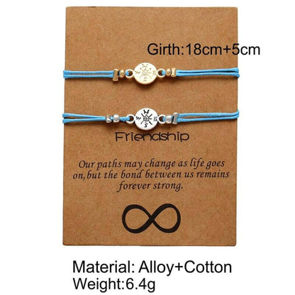 eco-friendly bracelets made of alloy and cotton representing a bond of friendship