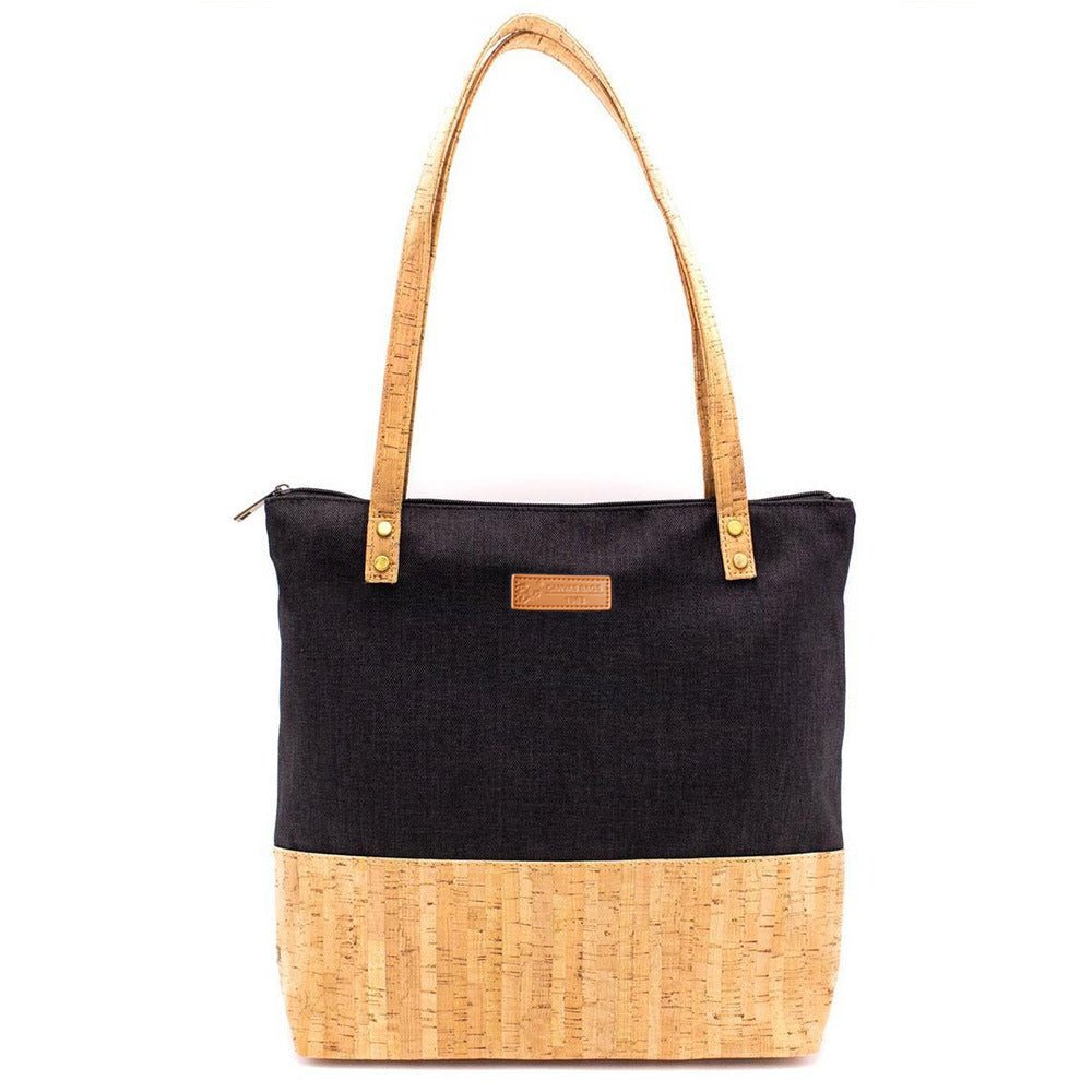 An eco-friendly handmade black cork handbag