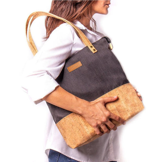 eco-friendly handmade black corkwomen's handbag