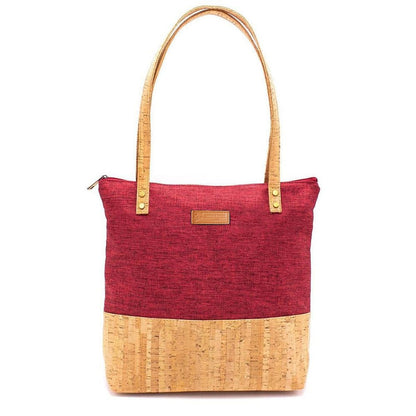 Stylist and sustainable handmade red cotton cork women's handbag