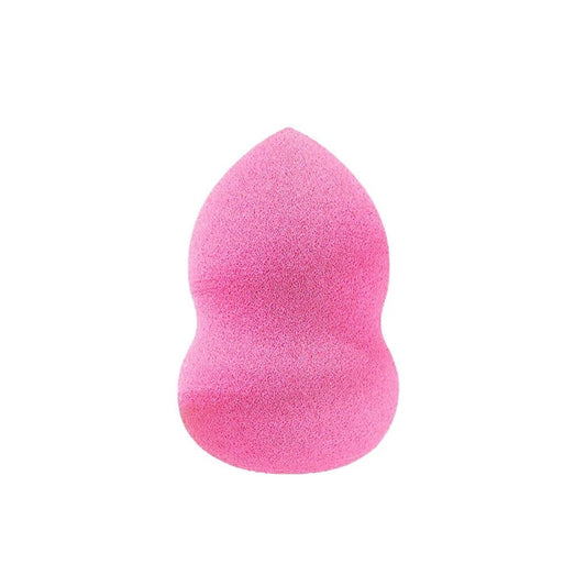 A pink latex free blending sponge on a white canvas