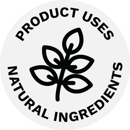 Black and white VG logo emphasizing natural ingredient usage